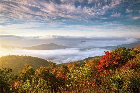 North Carolina Autumn Sunrise Blue Ridge Parkway Fall Foliage Nc ...