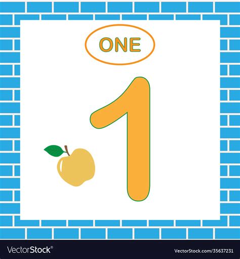 Card number 1 one learning numbers mathematics Vector Image