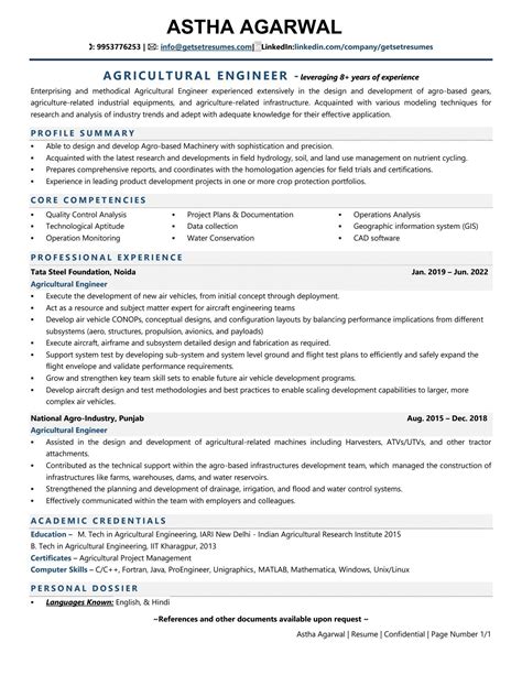 Agricultural Engineer Resume Examples & Template (with job winning tips)