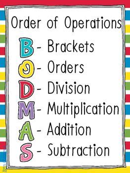 BODMAS Poster - Order of Operations | Studying math, Teaching math ...