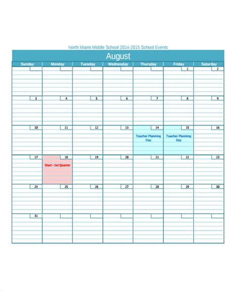 Teacher Calendar Templates - 7+ Free Word, PDF Format Download