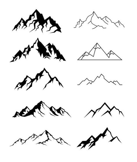 Mountain Tattoo Set Vector (EPS, SVG) | OnlyGFX.com | Mountain tattoo ...