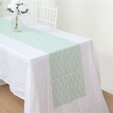 Sage Green Floral Lace Table Runner 12"x108 | eFavormart.com