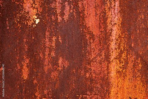 Surface of rusted metal sheet texture detail of metal sheet exposed to ...