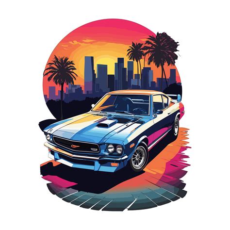 Colorful car artwork illustration t-shirt design, transparent ...