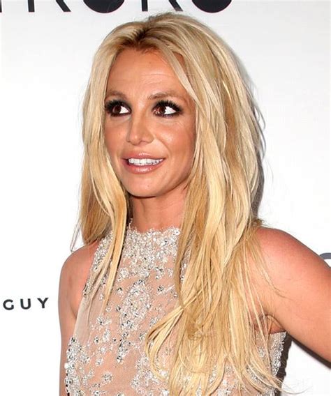 Britney Spears Long Straight Blonde Hairstyle with Light Blonde Highlights