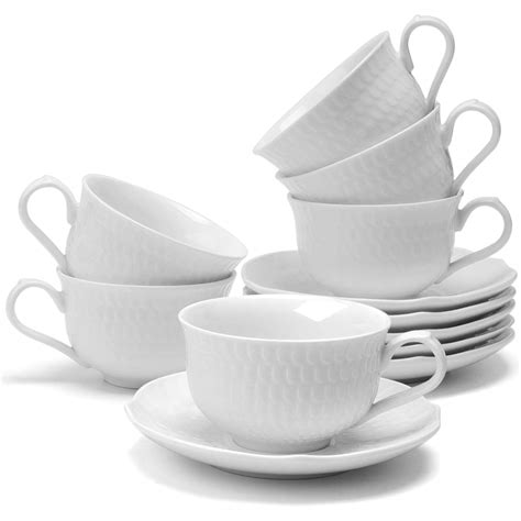 Buy amhomel Tea Cups and Saucers Set of 6, Porcelain Espresso Cups, 6 ...