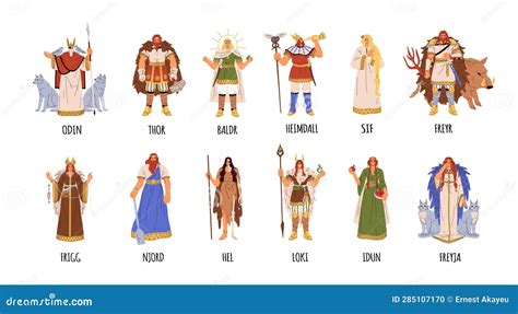 Norse Gods and Goddesses Set. Germanic Pagan Deities, Nordic Mythology ...