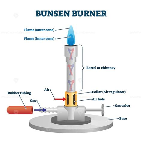 Bunsen burner lab equipment diagram - VectorMine