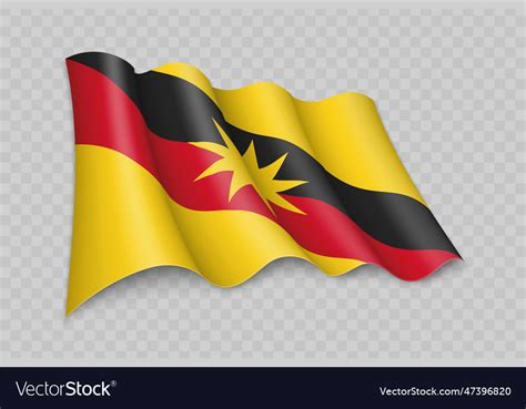 3d realistic waving flag of sarawak is a state Vector Image