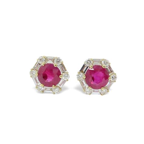 Ruby & Diamond Cluster Earrings - McKenna & Co