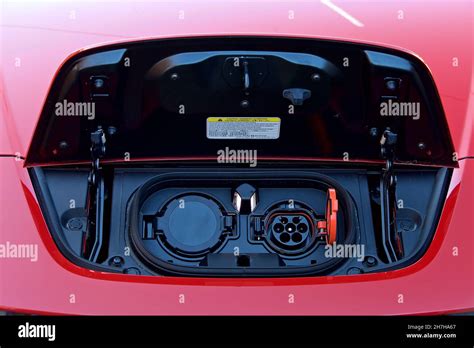 Charging ports of the Nissan LEAF electric vehicle Stock Photo - Alamy