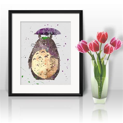 Totoro Watercolor Print, Totoro Painting, Totoro Poster, Anime ...