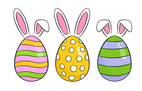 Set of colorful Easter eggs with bunny ears 31380785 Vector Art at Vecteezy