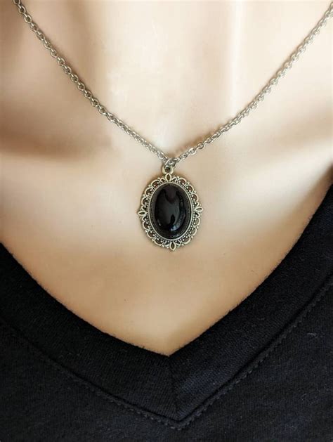 Obsidian Necklace, Obsidian Pendant, Gemstone Jewelry, Black Stone ...