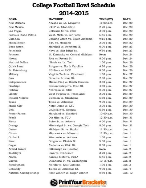 College Football Schedule 2023-2024 Printable