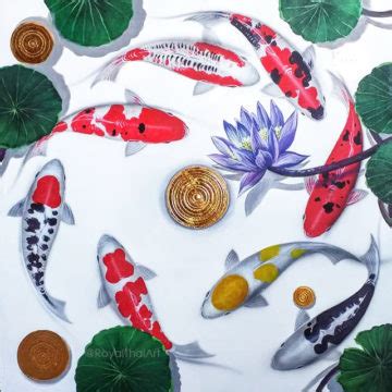 9 Koi Fish Feng Shui Painting - Koi Painting for Sale | Royal Thai Art