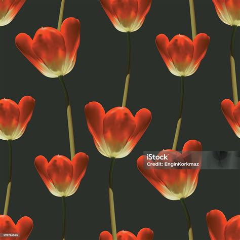 Realistic Tulips Vector Seamless Pattern Stock Illustration - Download ...