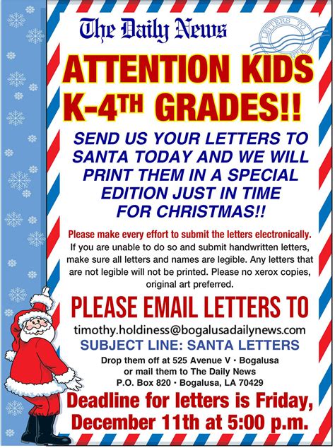 Letter's To Santa Guidelines 2023 - The Bogalusa Daily News | The ...