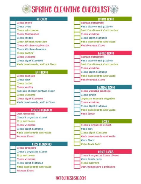 Free Printable Spring Cleaning Checklist - {Not Quite} Susie Homemaker