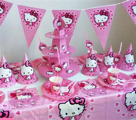 Hello kitty tema Feliz cumpleaños niños decoraciones del partido plato ...