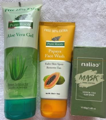 Omni PURE ROOTS ALOE VERA GEL+PURE ROOTS PAPAYA FACE WASH+ GREEN TEA ...