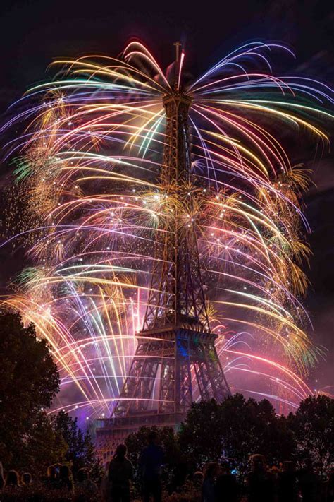 Eiffel Tower Lit By Fireworks