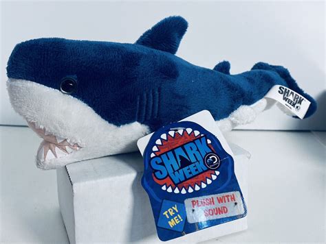 Shark Week Great White Shark PLUSH WITH SOUND, 10" Blue and White Plush ...