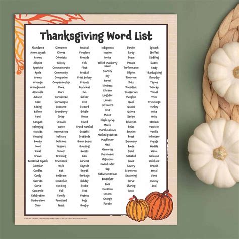 180+ Thanksgiving Words List (Free Printable!) – Consumers Advisory