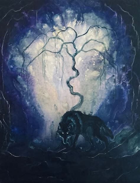 The Hunger Lustrous Art Print Dark Wolf in Purple Cavern | Etsy