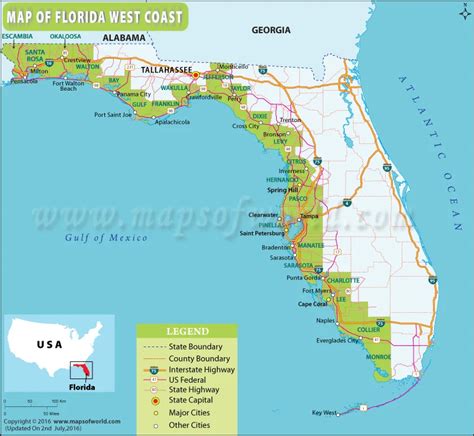 Map of Florida West Coast