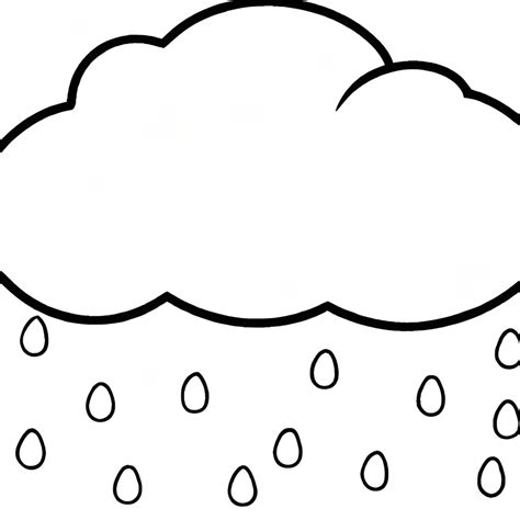 Rain Cloud Coloring Page Black and White · Creative Fabrica