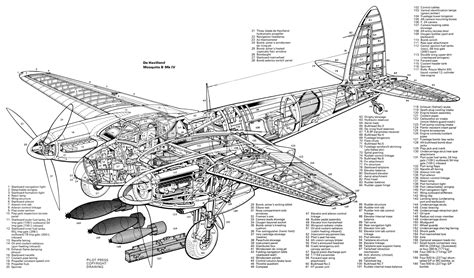 plan, airplane, blueprints, Cross Section, De Havilland Mosquito HD ...