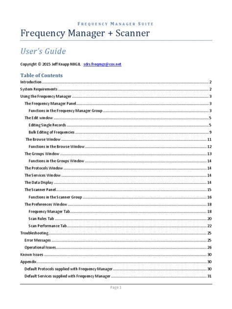 Frequency Manager + Scanner User's Guide | PDF | Frequency Modulation ...