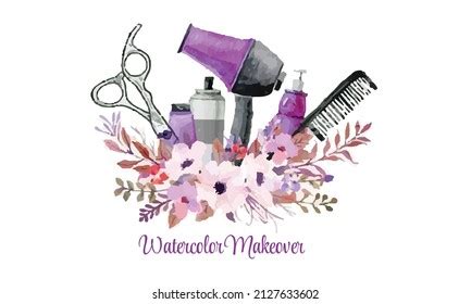 Watercolor Makeover Logo Watercolor Illustration Makeover Stock Vector ...