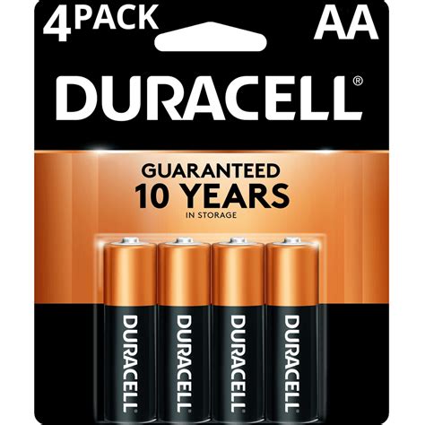 Duracell Coppertop AA Battery, Long Lasting Double A Batteries, 4 Pack ...