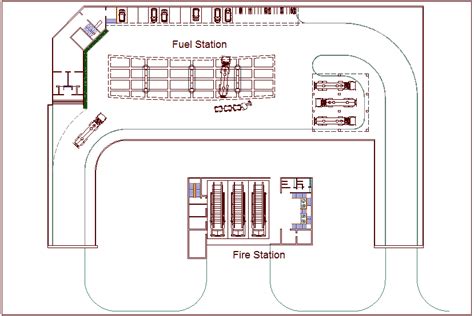 Airport plan with fuel and fire station dwg file - Cadbull