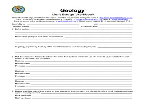 Boy Scout Merit Badge Worksheet - Bank2home.com