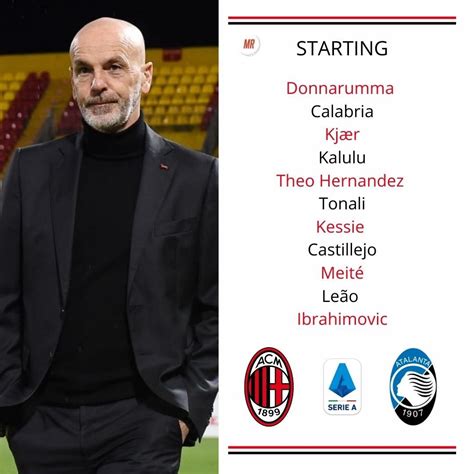 Official lineup AC Milan vs Atalanta. : r/ACMilan