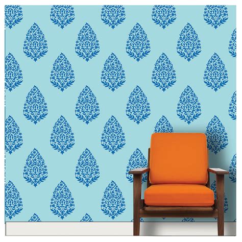 Floral Motif Stencil design for living room wall Painting ideas, MWS-17 ...