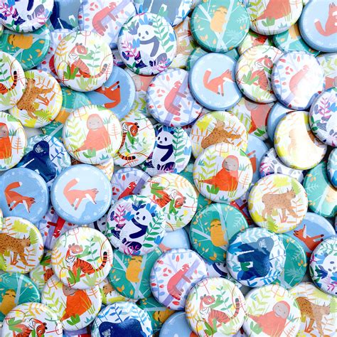 Animal Badges Animal Illustration Badge Set Pin Badge | Etsy