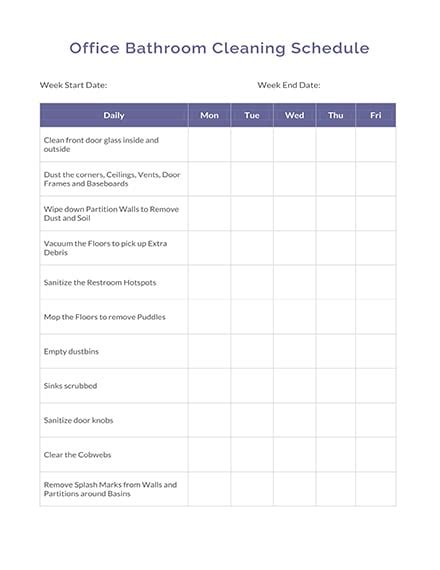 Employee Bathroom Cleaning Schedule Template: Download 128+ Schedules ...