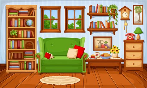 Living room. Vector cartoon interior. on Behance