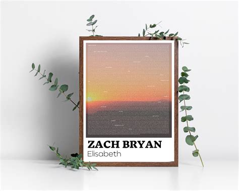 Zach Bryan Elisabeth Album Full Album Lyrics Poster Instant Download ...