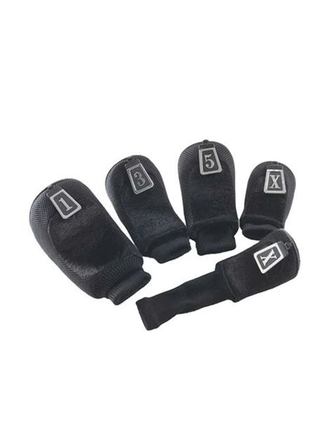 Set Of 5 Wood Head Covers - Black | Golf Sales Australia