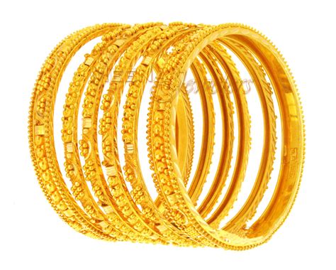 22Kt Gold Handmade Bangles - BaSt1401 - 22 Kt Gold Handmade Bangles Set ...