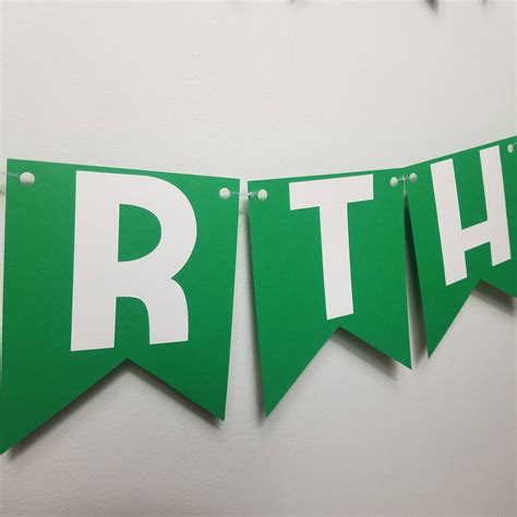 Happy Birthday Banner Green Banner Green and White Banner Summer Banner ...