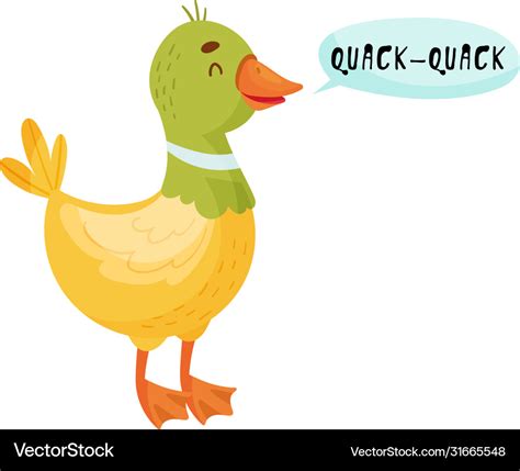 Duck with open mouth making quack sound isolated Vector Image