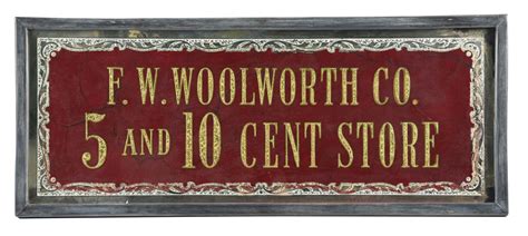 Lot Detail - F.W. WOOLWORTH REVERSE GLASS ADVERTISING SIGN.