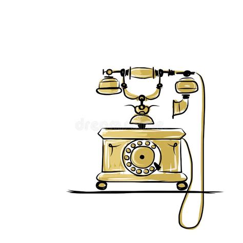 Retro Telephone, Sketch for Your Design Stock Vector - Illustration of ...